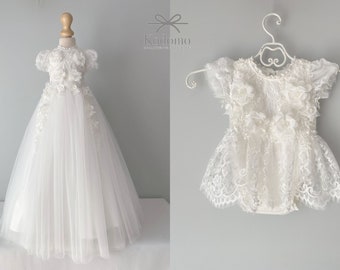 Christening tulle dress, christening lace gown, baptism dress, baptism gown, lace baby dress LaceChristening