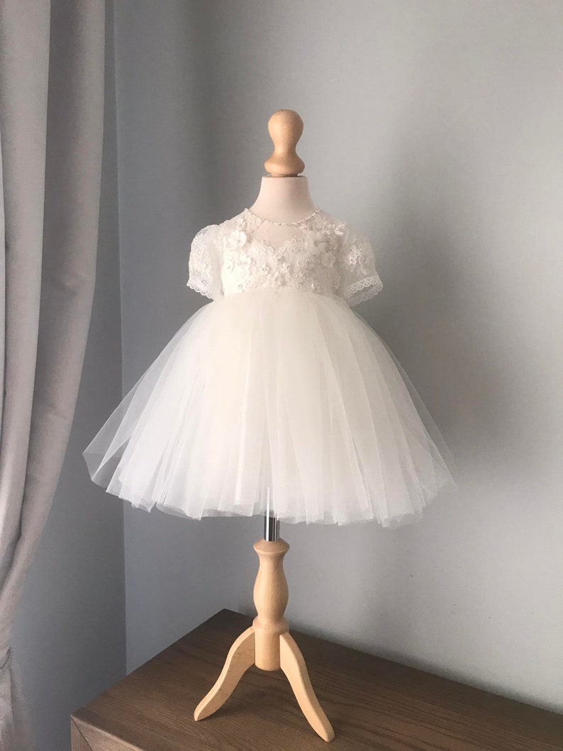 Robe de fille de fleur, SWAROVSKI, robe 3D, robe d'anniversaire, robe de bébé, robe en dentelle, robe tulle, mariage, image 2