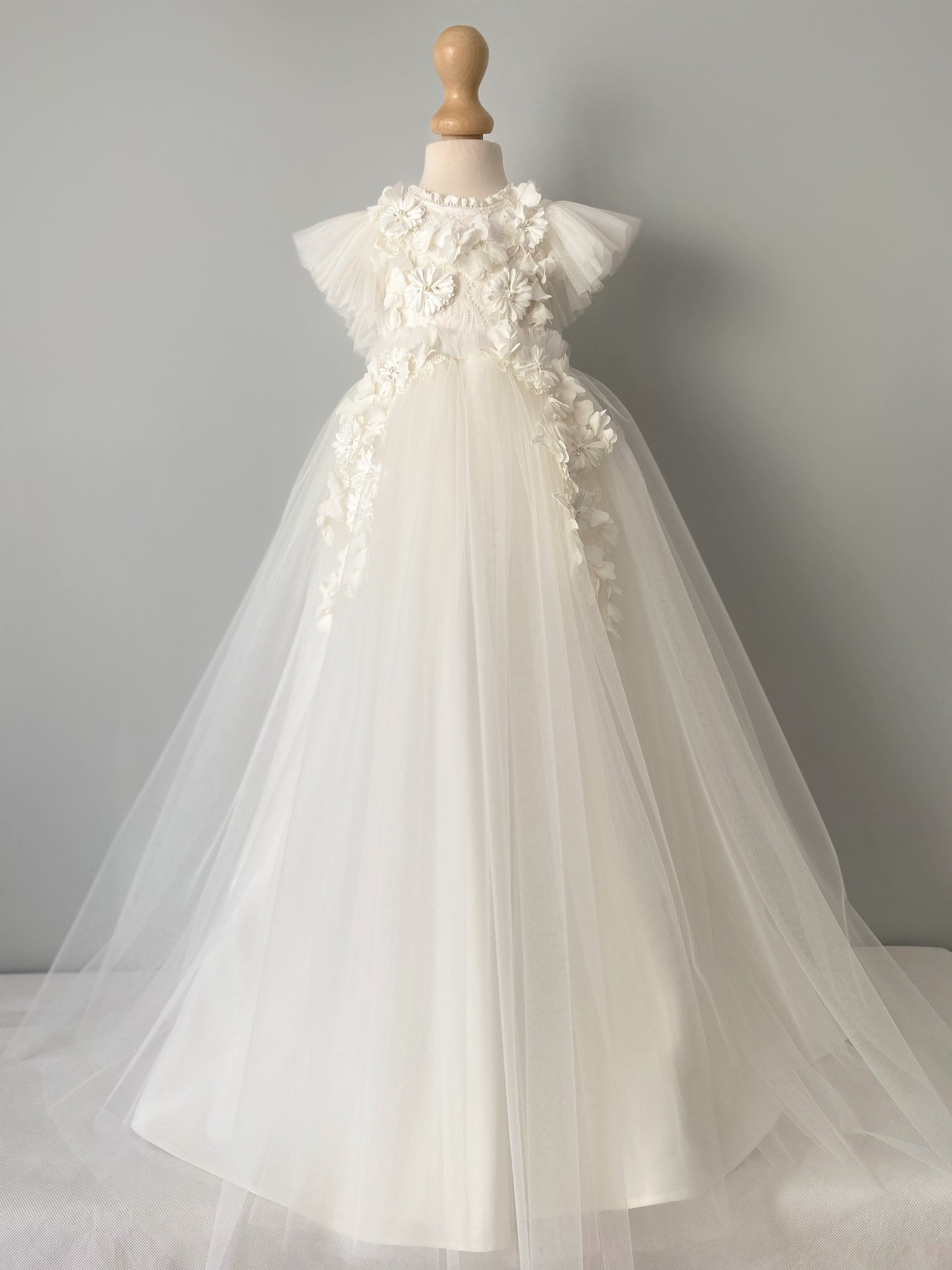 Christening dress, tulle christening gown, christening gown, baptism dress, baptism gown, lace dress
