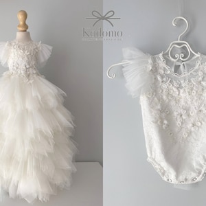 Christening dress, tulle christening gown, christening gown, baptism dress, baptism gown, lace dress