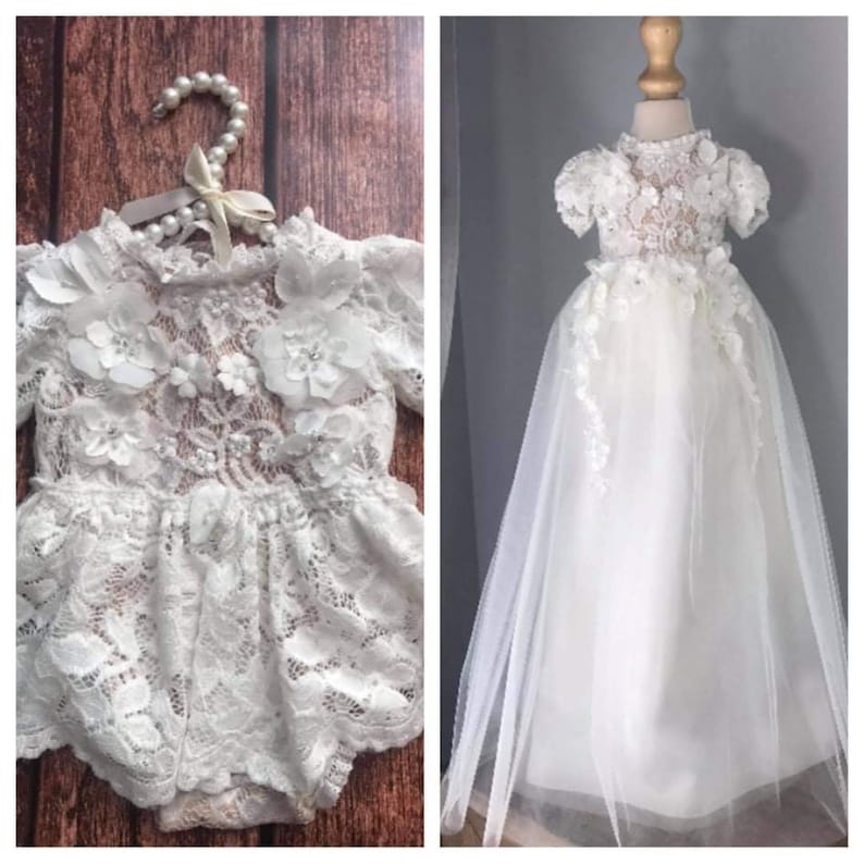 Christening Dress Bodysuit With Removable Skirt Christening Etsy