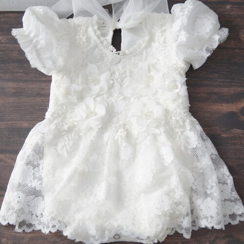 Shops Christening dress, bodysuit with removable skirt, christening gown, baptism dress, baptism gown, lace dress