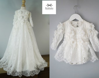 Robe de baptême en dentelle pour bébé fille