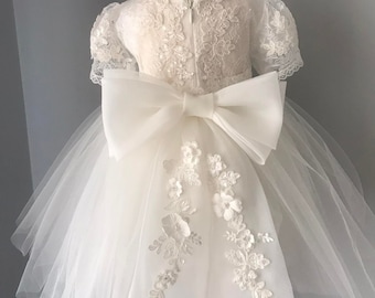 Flower girl dress, SWAROWSKI, 3D dress, Birthday Dress, Baby Dress, Lace Dress, Tulle Dress, Wedding,