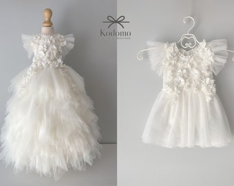christening gown, christening dress, christening dress for baby girl, christening gown girl, removable skirt, bodysuit with removable skirt