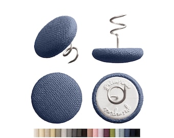 Alfileres largos para tapicería Primpins - Lino clásico - Disponibles en 20 colores - Alfileres con botones recubiertos de tela - Mantienen las fundas de los muebles en su lugar