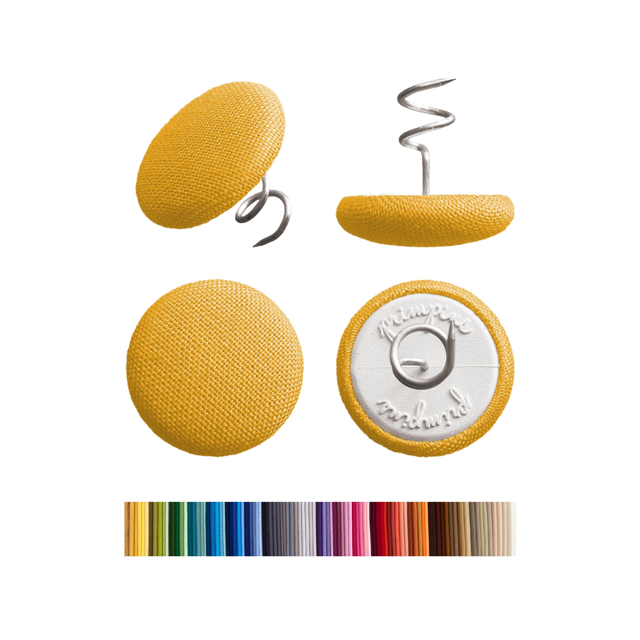 Primpins Long Upholstery Pins Pure Cotton 100 Colors Available Fabric Covered Button Twist Pins