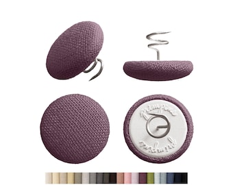Pinzas cortas para tapicería Primpins - Lino clásico - 20 colores disponibles - Pinzas con botón retorcido forradas de tela - Mantienen las fundas de los muebles en su lugar
