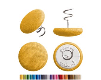 Alfileres largos para tapicería Primpins - Algodón puro - 100 colores disponibles - Alfileres con botones recubiertos de tela - Mantienen las fundas de los muebles en su lugar