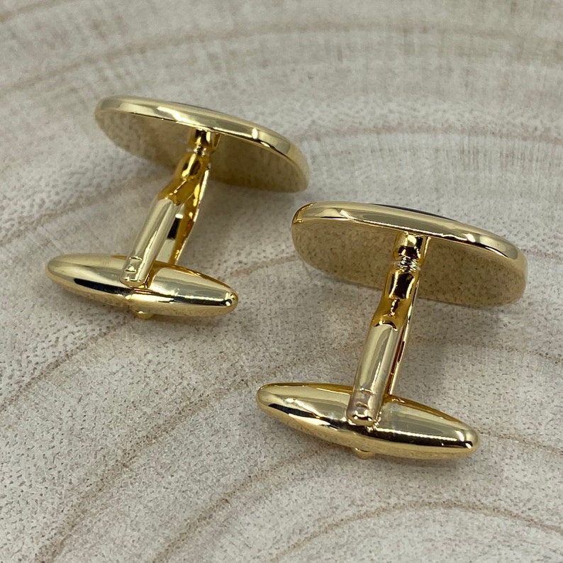 Blue Abalone Shell Oval Gold Plated Cufflinks
