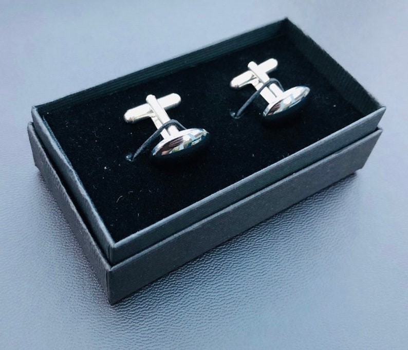 Stunning Slimline Hematite Gemstone Silver Plated Cuff Links Highly Polished Accessories Men/'s Fashion Cufflinks