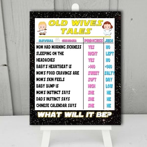 Old Wives Tales Printable Sign, Star Wars Gender Reveal, Instant Download, DIGITAL ITEM ONLY