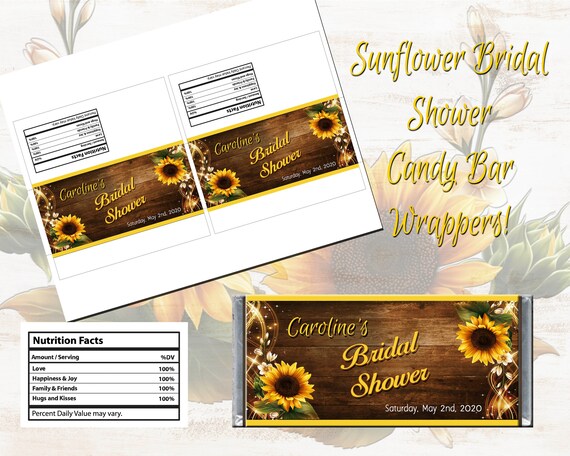 SUNFLOWER WEDDING FAVORS HERSHEY CANDY BAR WRAPPERS 