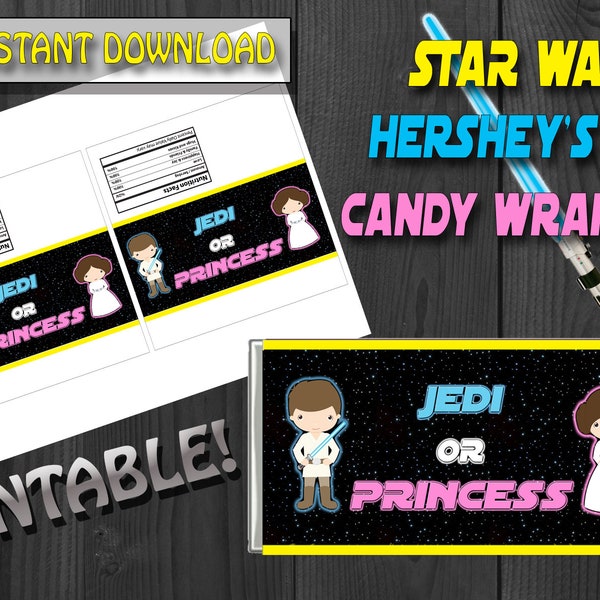 Star Wars Gender Reveal, Teen,  Candy Bar Wrappers,  Printable, DIGITAL ITEM ONLY