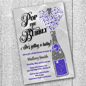 Pop the Bubbly Bridal Shower Uitnodiging, 5 x 7, Printbaar