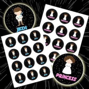 Star Wars Gender Reveal Stickers, Jedi or Princess, Printable