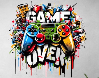 Cyberpunk Gaming Controller Wall Sticker: 3D Neon Mural, Removable Vinyl