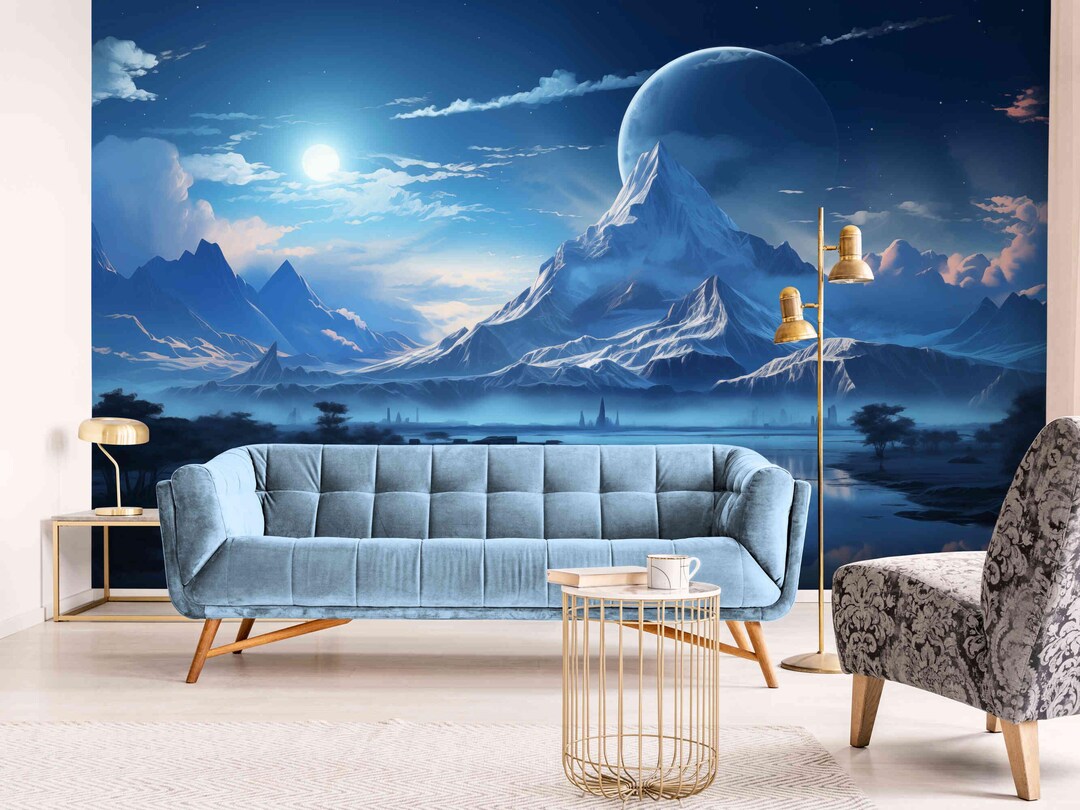 3D Mountain Landscape Wallpaper Mural – Peel and Stick Nature Wall Art ...