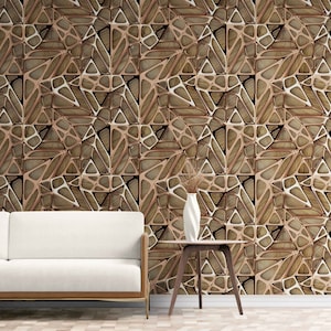Gold Web 3D Wallpaper: Modern Wooden Style, Self-Adhesive