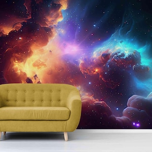 Space Nebula Wall Mural: Peel and Stick Galaxy Wallpaper