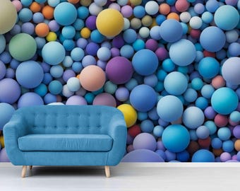 3D Sphere Wall Mural: Modern Abstract Bubble Pattern Wallpaper