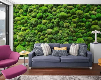 3D Moss Wall Mural: Realistic Green Plant Wallpaper, Peel and Stick