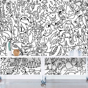 Wall Murals Black and White Abstract Pattern Wallpaper Monochrome Art Home Decor Aesthetic Design Mural Modern Interior Minimalist Wall Art