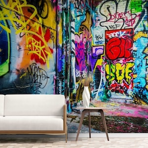 Street Art Graffiti Wallpaper: Peel and Stick Mural Decor