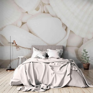 Seashell Wall Mural: Coastal Beach Texture, Peel and Stick Wallpaper