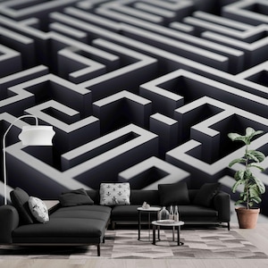 3D Textured Labyrinth Wallpaper Self-adhesive Vinyl Wall paper Decor for Living room, Kitchen, Bedroom, Modern Labyrinth 3D Wall Mural Art