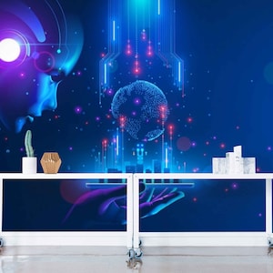 AI Art Mural: Peel and Stick Wallpaper for Modern Office Decor