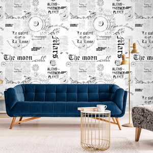 Vintage Astronomy Newspaper Wall Mural – Retro Peel and Stick Space Wallpaper for Study Room, Library, Office Accent Walls – Celestial Star