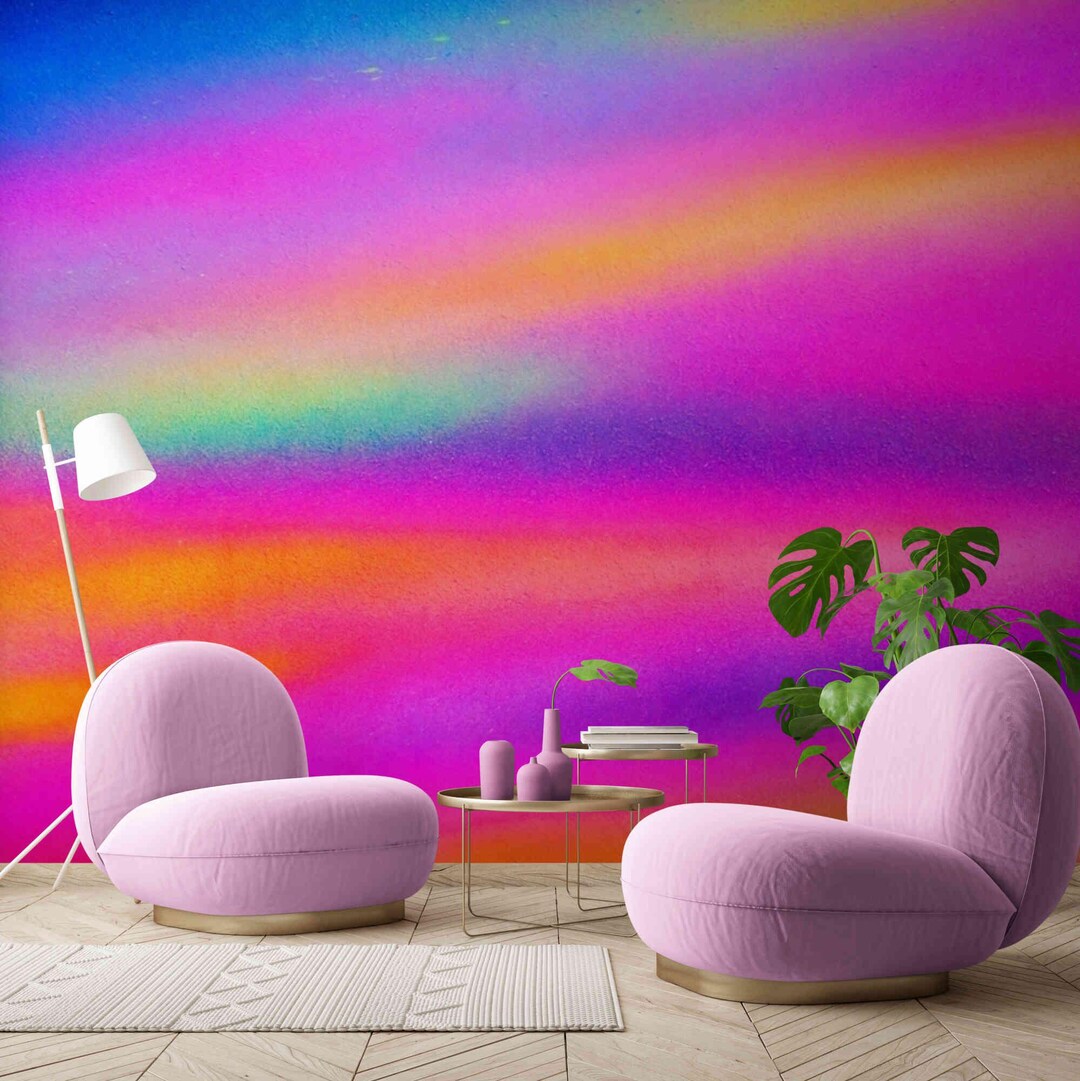 Modern Rainbow Gradient Wall Mural – Colorful Abstract Peel and Stick ...