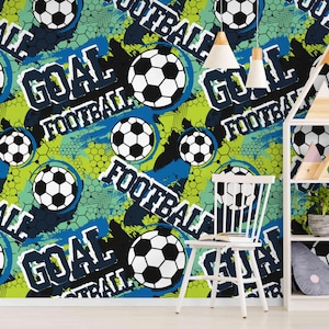 Football Wallpaper: Peel and Stick Sports Mural for Kids Playroom