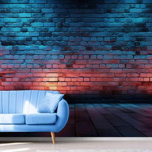 Neon Brick Wall Mural: 3D Photo Wallpaper, Game Room Decor