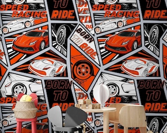 Race Car Wallpaper Mural: Peel and Stick Boys Room Decor