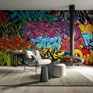 Street Art Graffiti Mural: Urban Peel and Stick Wallpaper