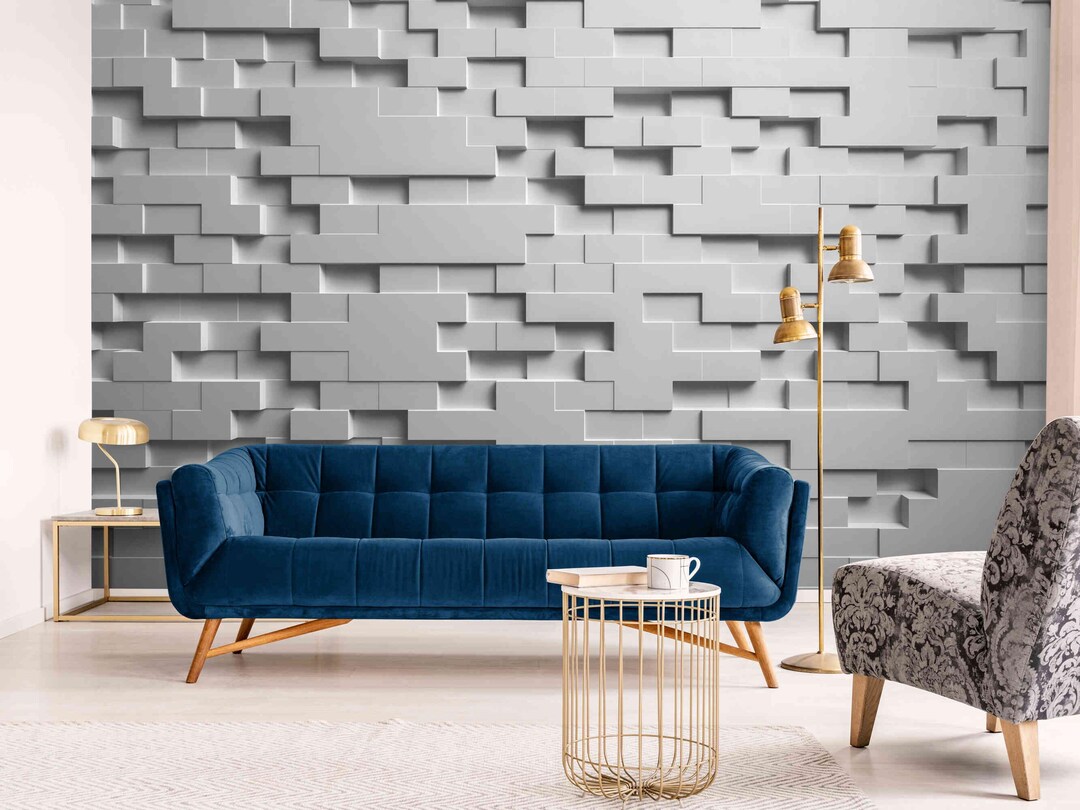 Modern 3D Geometric Wallpaper Mural – Peel and Stick Accent Wall - Etsy