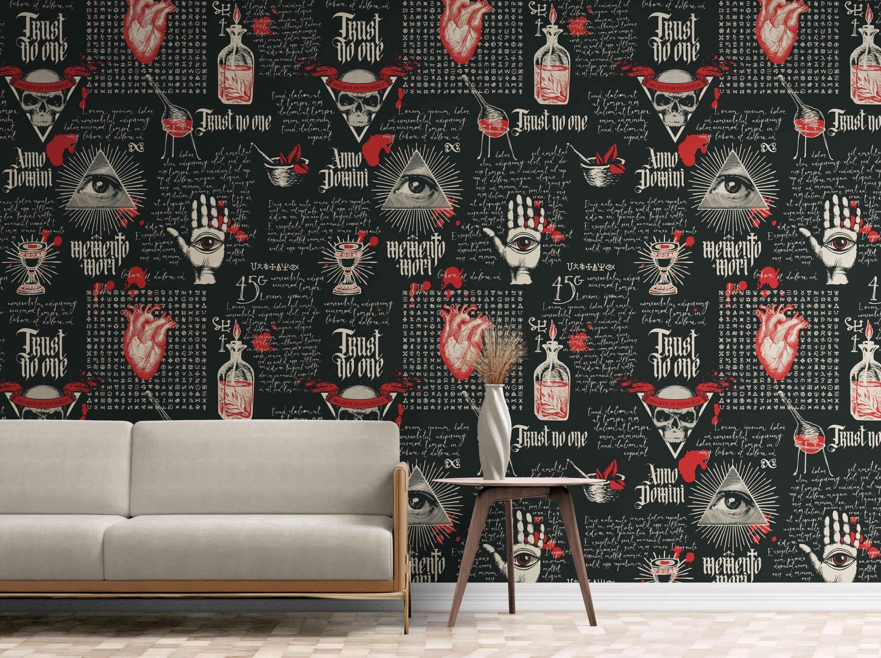 Vintage Occultism Peel-and-Stick Wallpaper: Mystical Esoteric Wall Mural