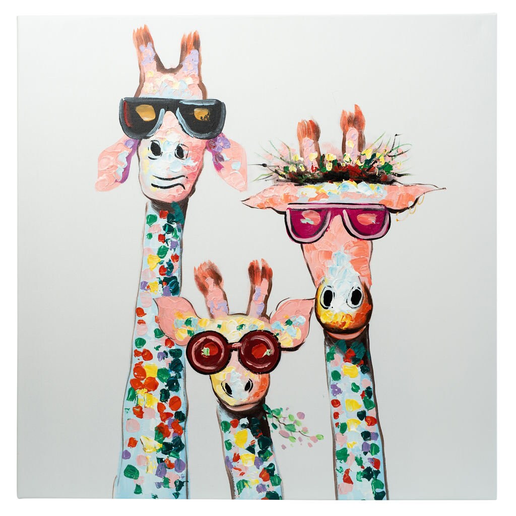 Three Giraffes Framed Oil Canvas. 60 X60cm Etsy