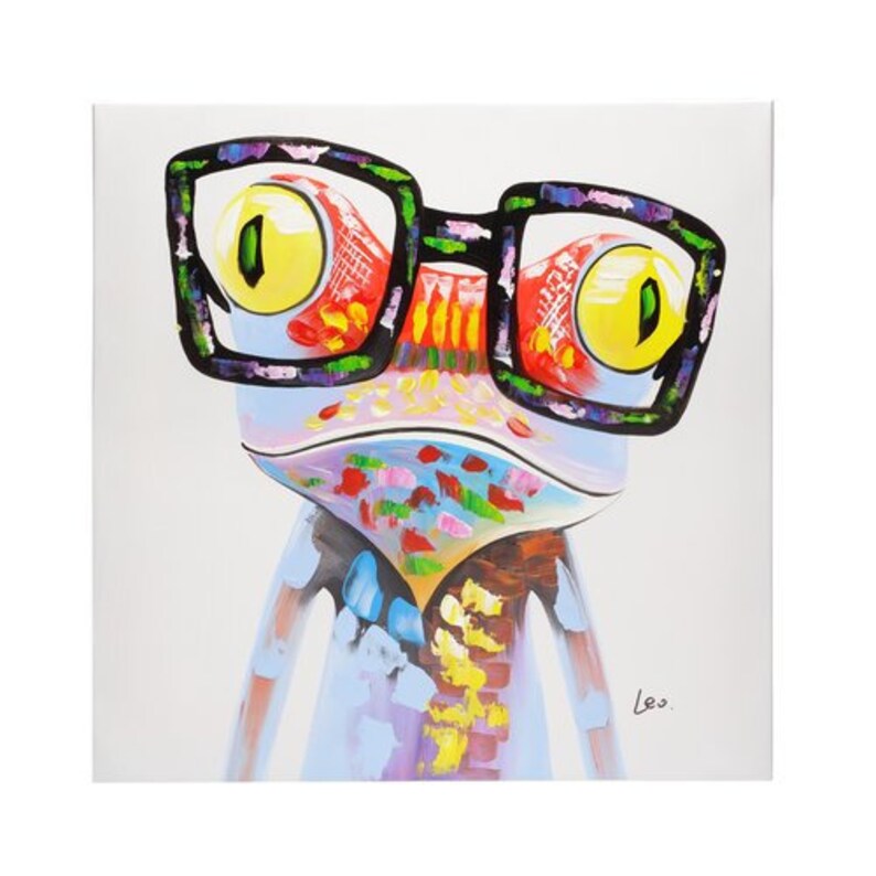 Frog With Glasses Hand Painted Oil on Canvas. Framed. 60 X Etsy