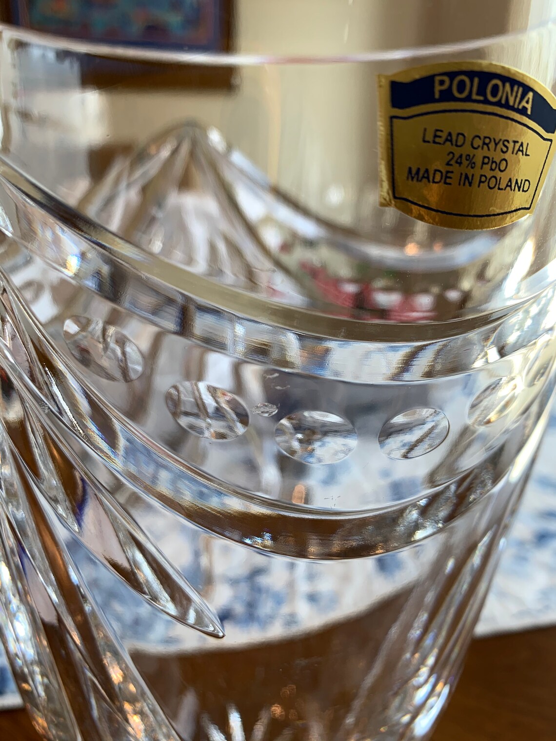 Lead crystal vase by Polonia. Lead crystal vase. Crystal vase Etsy