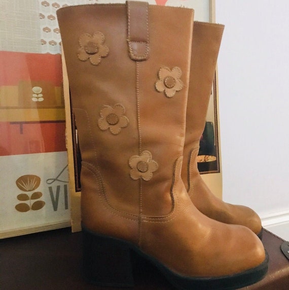 Retro // Flower Power // Leather Boots// UK5.5 / E