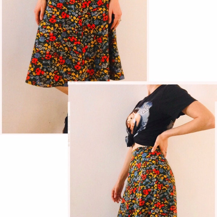 Vintage 70s Floral Skirt // Multicoloured // UK 8-10 /S | Etsy