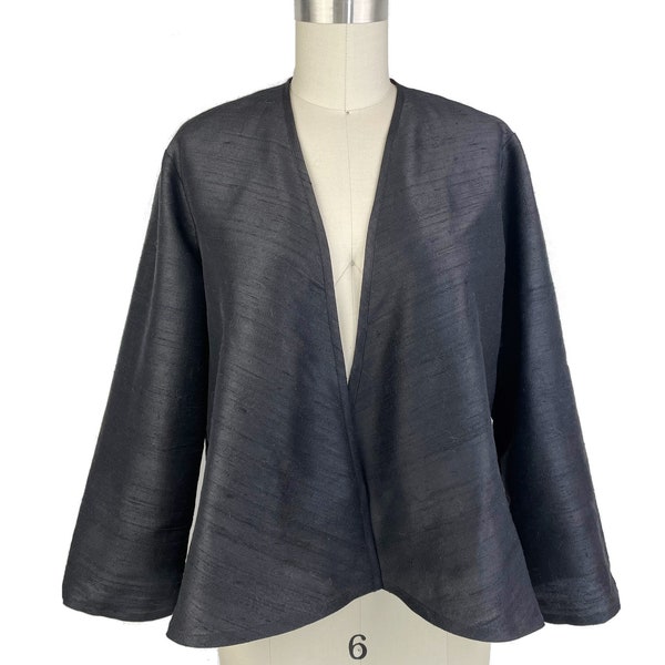 Silk Swing Style Jacket,  No-button Silk Evening Jacket, Elegant Silk Cover-up, Wedding and Special Occasion, Washable Silk Dupioni