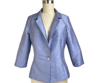 Seidenjacke, halb ausgestatteter kurzer Stil, 3/4-Ärmel mit einem Knopf, klassische Jacke für Tag oder Abend, besondere Anlass-Seiden-Dupionseide