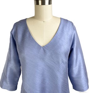 Silk Dress Bias Cut, V-neck, 3/4 Sleeve Mid Calf Relaxed Fit Dress, Special Occasions and Weddings, Silk Dupioni image 4
