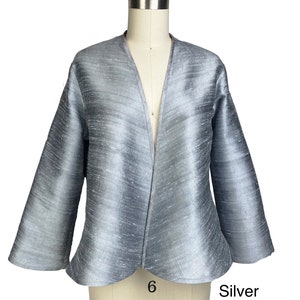 Chaqueta de noche de seda, chaqueta de seda sin botones estilo swing, elegante encubrimiento de seda, boda y ocasión especial, dupioni de seda lavable