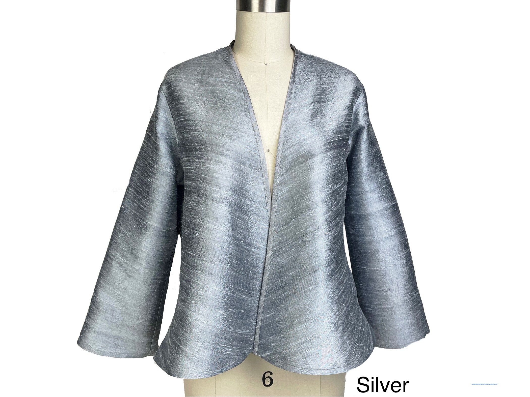 Silk Evening Jacket, Swing Style No-button Silk Jacket Silk Evening Jacket, Swing Style No-button Silk Jacket