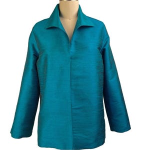 Silk Dupioni Jacket, Elegant and Simple Evening Jacket, Silk Jacket for Special Occasions and Weddings, No Button, Wing Collar